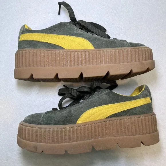Puma Fenty Cleated Creeper by Rihanna suede green yellow sneaker womens 7.5 - Picture 6 of 12
